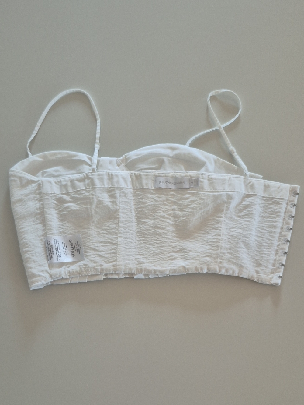 Jonathan Simkhai Cotton Pleated White Bustier Crop Cami Top, Size 4 - Picture 10 of 16